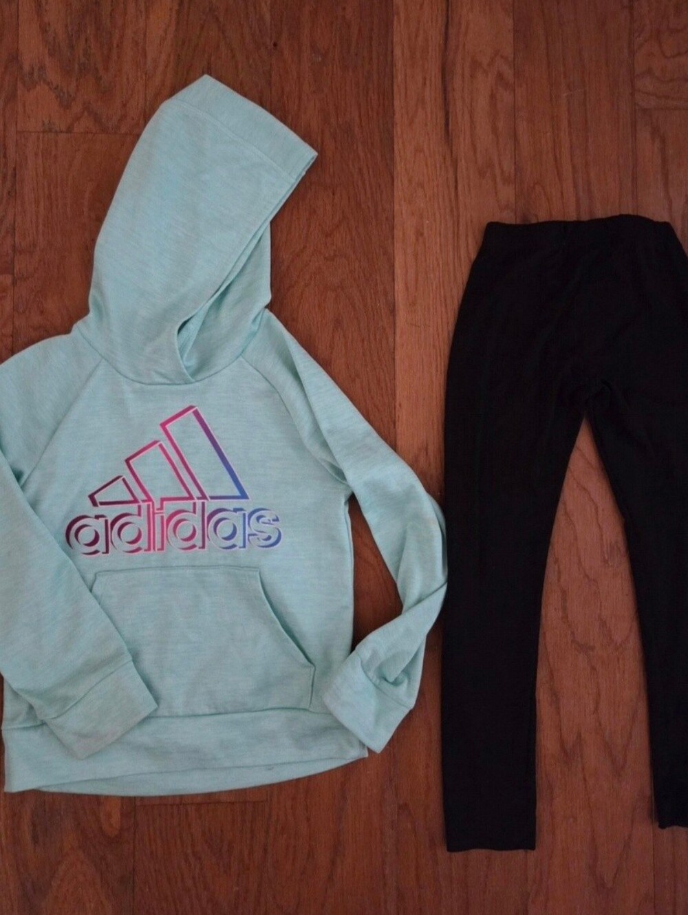 Adidas Mint Hoodie with Black Leggings Set